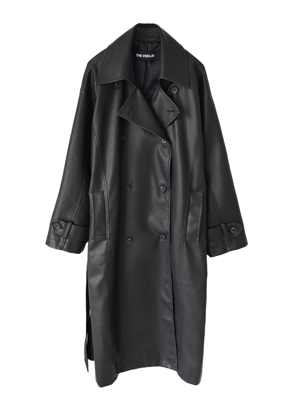 WHASING LEATHER TRENCH COAT