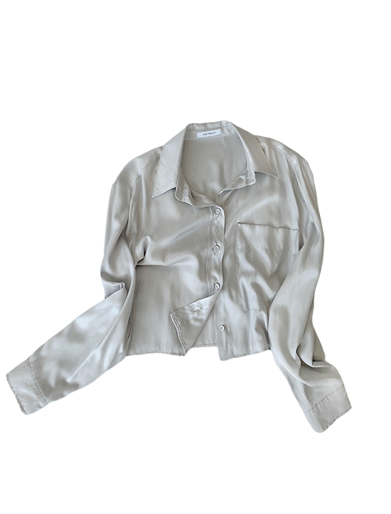 Silky crop blouse(gray)